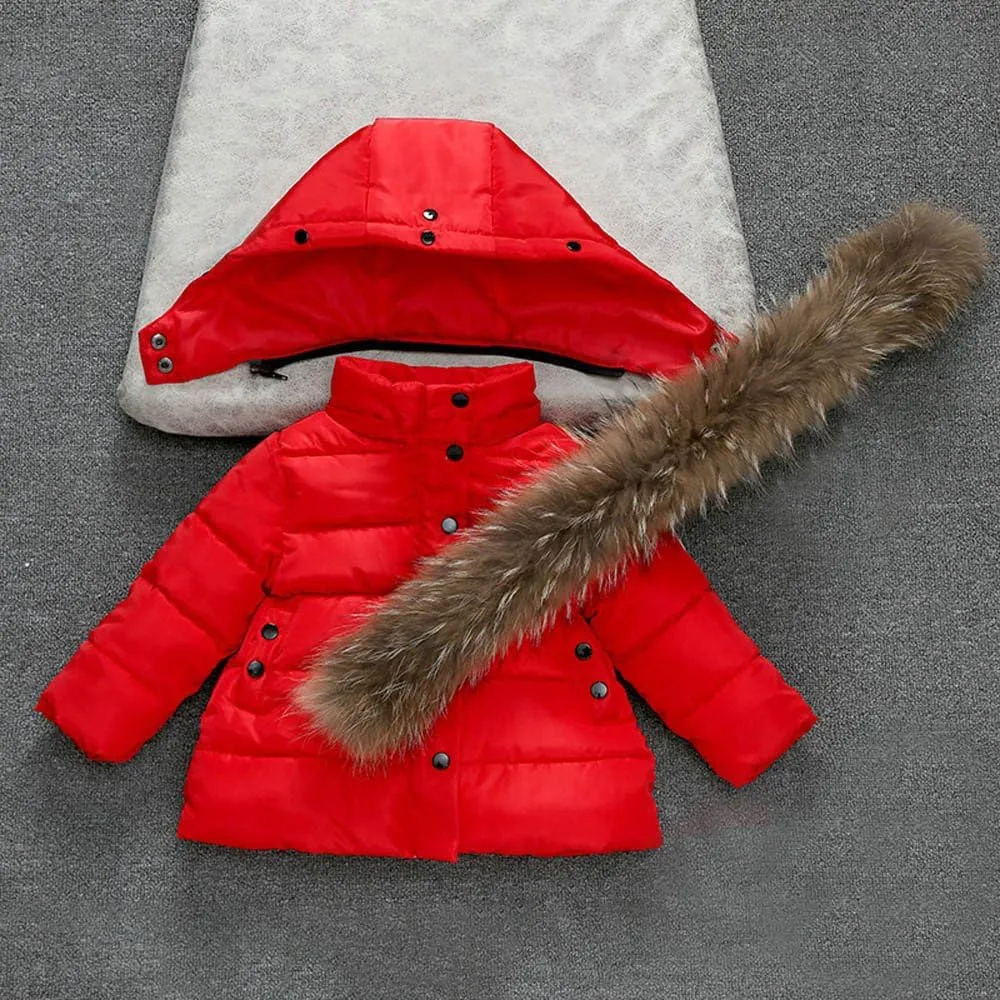 1-6 Years Baby Toddler Girls Winter Jacket Coat Fur Hooded Warm Clothes Kids Fashion Puffer Jacket Parka Outerwear