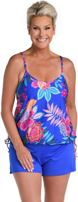 24th & Ocean Women's Standard Side Tie Tankini Swimsuit Top