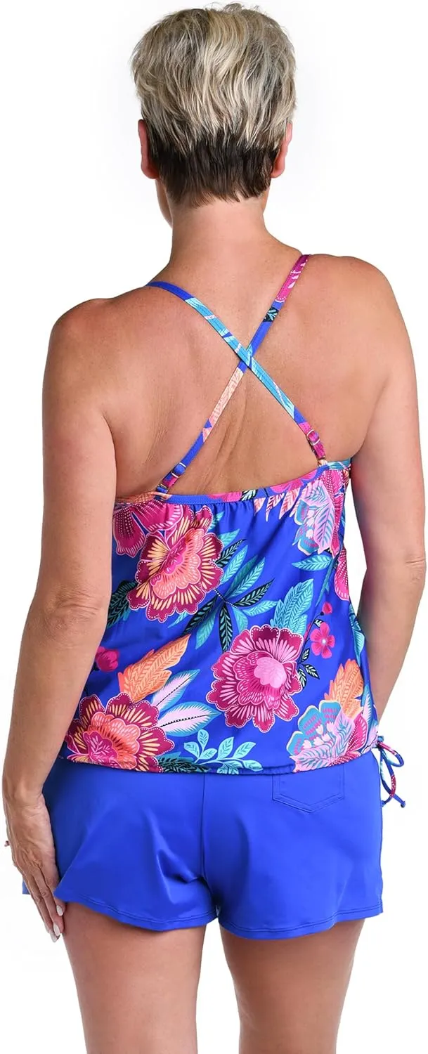 24th & Ocean Women's Standard Side Tie Tankini Swimsuit Top