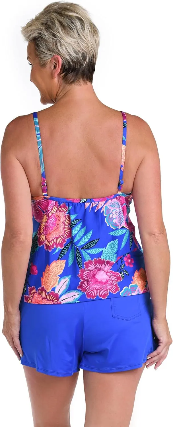 24th & Ocean Women's Standard Side Tie Tankini Swimsuit Top
