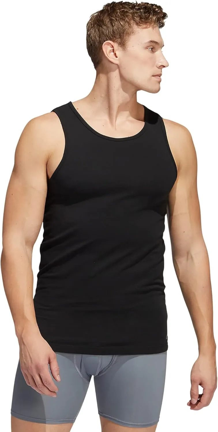 adidas Men's Stretch Cotton Tank Top Undershirts (2-Pack)