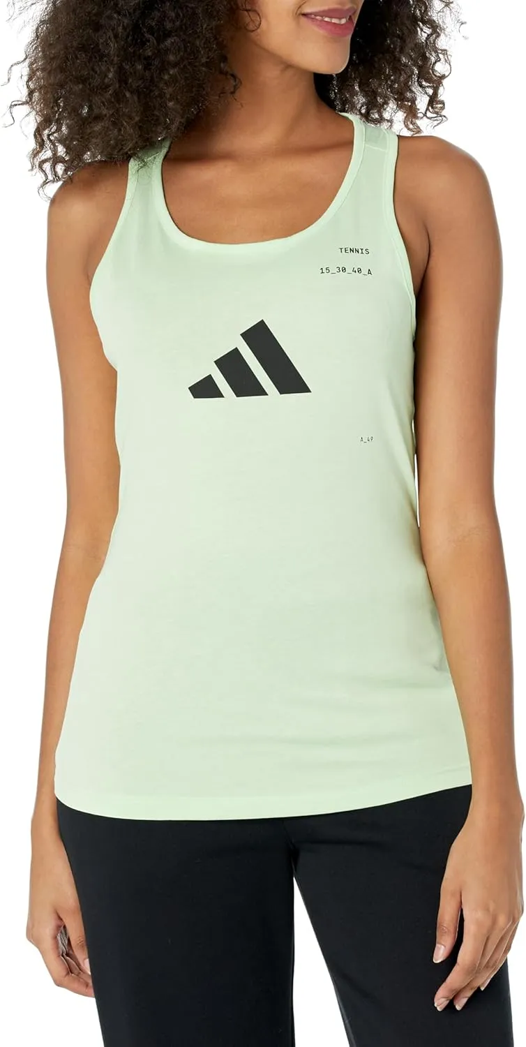 adidas Women's Tennis Graphic Tank Top, Semi Green Spark