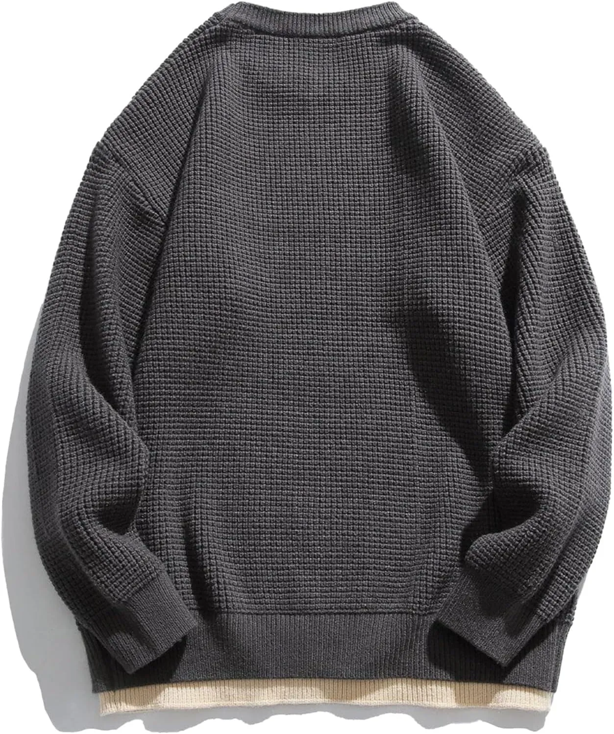 Aelfric Eden Mens Oversized Sweater Fake Two Basic Classic Sweaters Casual Soft Pullover Streetwear Tops