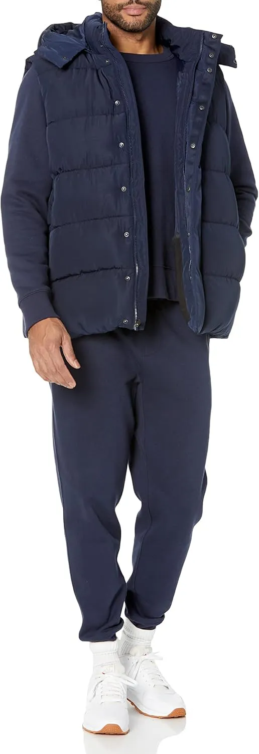Amazon Essentials Men's Relaxed-Fit Water Repellent Recycled Polyester Hooded Puffer Vest (Previously Amazon Aware)