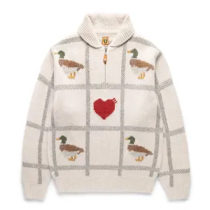 ANIMAL HALF-ZIP KNIT SWEATER