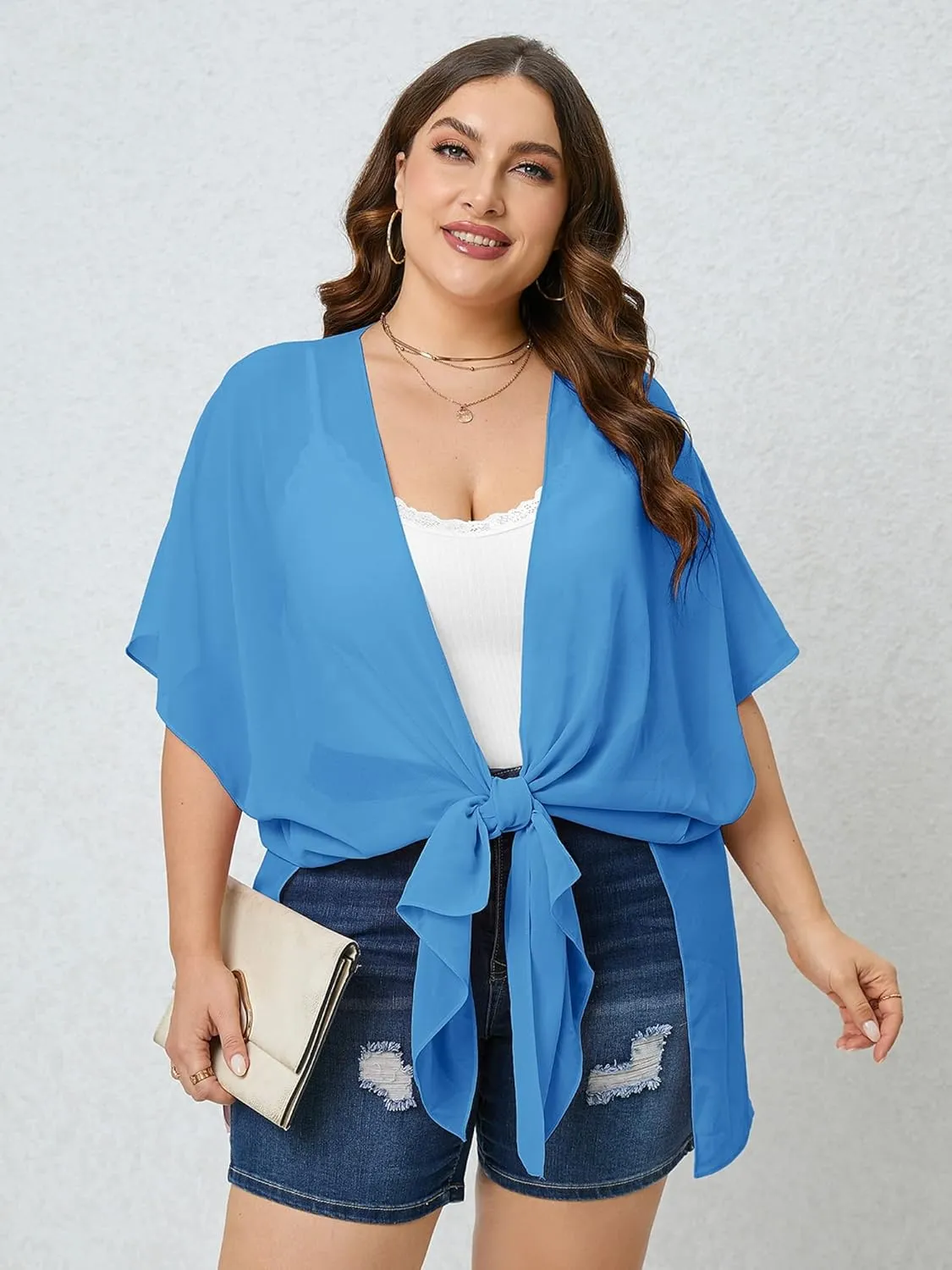 AusLook Plus Size Cardigan for Women Draped Open-Front Lightweight Casual Soft Drape Summer Fall Winter Kimonos Cardigans