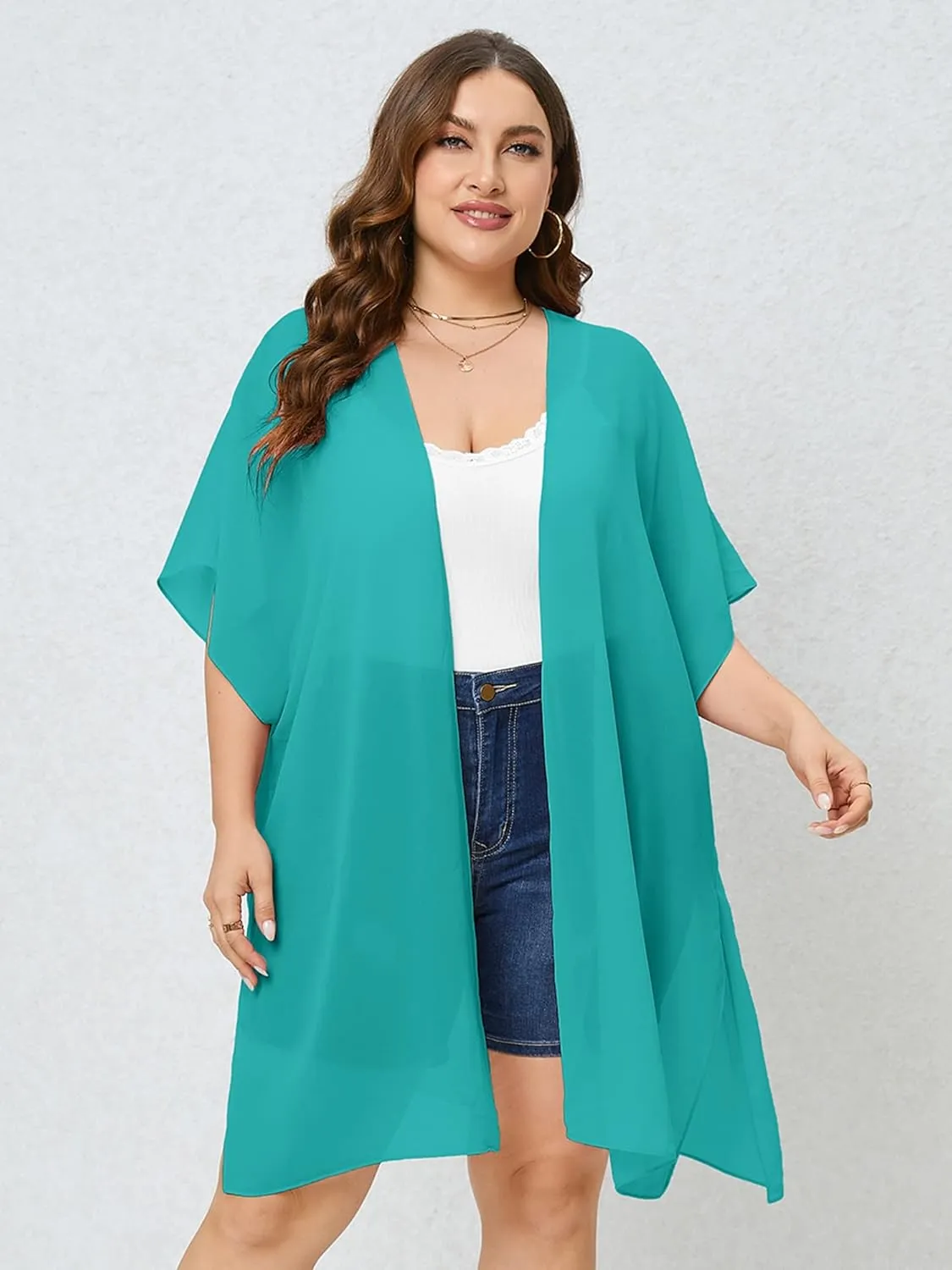 AusLook Plus Size Cardigan for Women Draped Open-Front Lightweight Casual Soft Drape Summer Fall Winter Kimonos Cardigans
