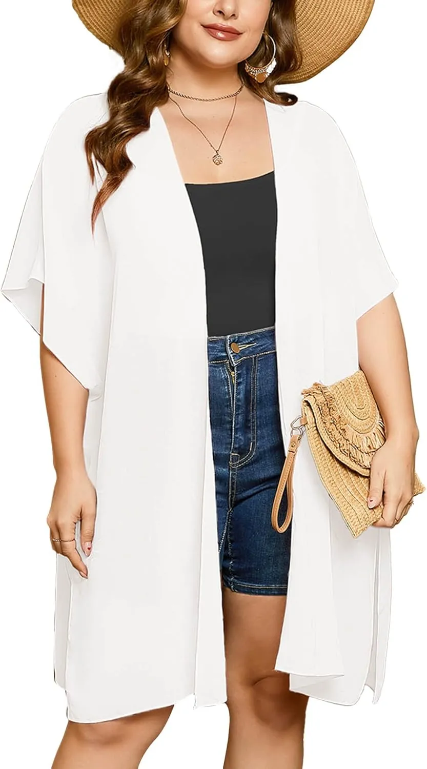 AusLook Plus Size Cardigan for Women Draped Open-Front Lightweight Casual Soft Drape Summer Fall Winter Kimonos Cardigans