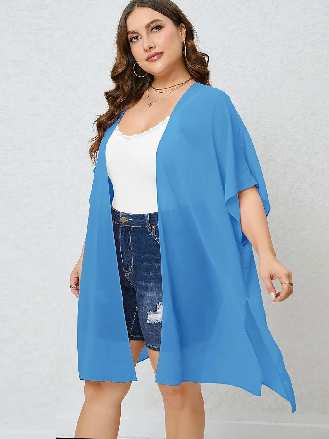 AusLook Plus Size Cardigan for Women Draped Open-Front Lightweight Casual Soft Drape Summer Fall Winter Kimonos Cardigans