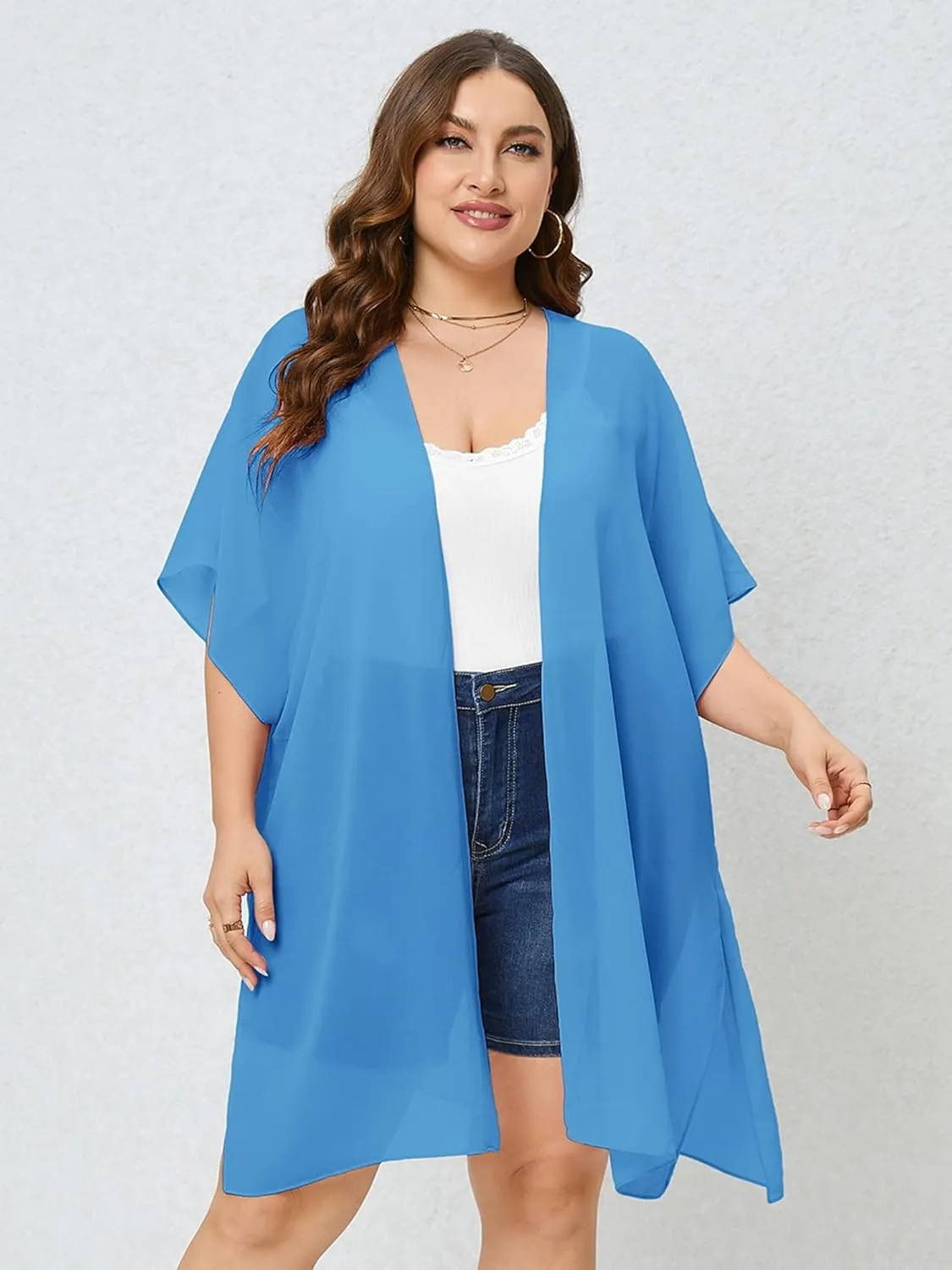 AusLook Plus Size Cardigan for Women Draped Open-Front Lightweight Casual Soft Drape Summer Fall Winter Kimonos Cardigans