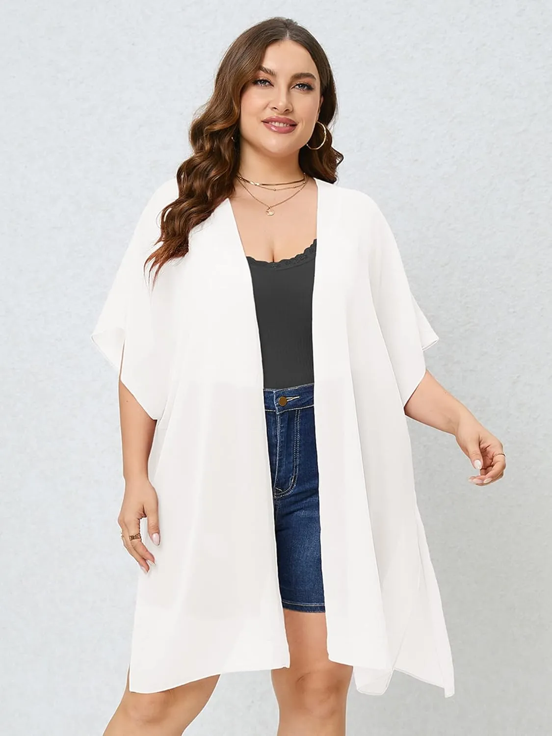 AusLook Plus Size Cardigan for Women Draped Open-Front Lightweight Casual Soft Drape Summer Fall Winter Kimonos Cardigans