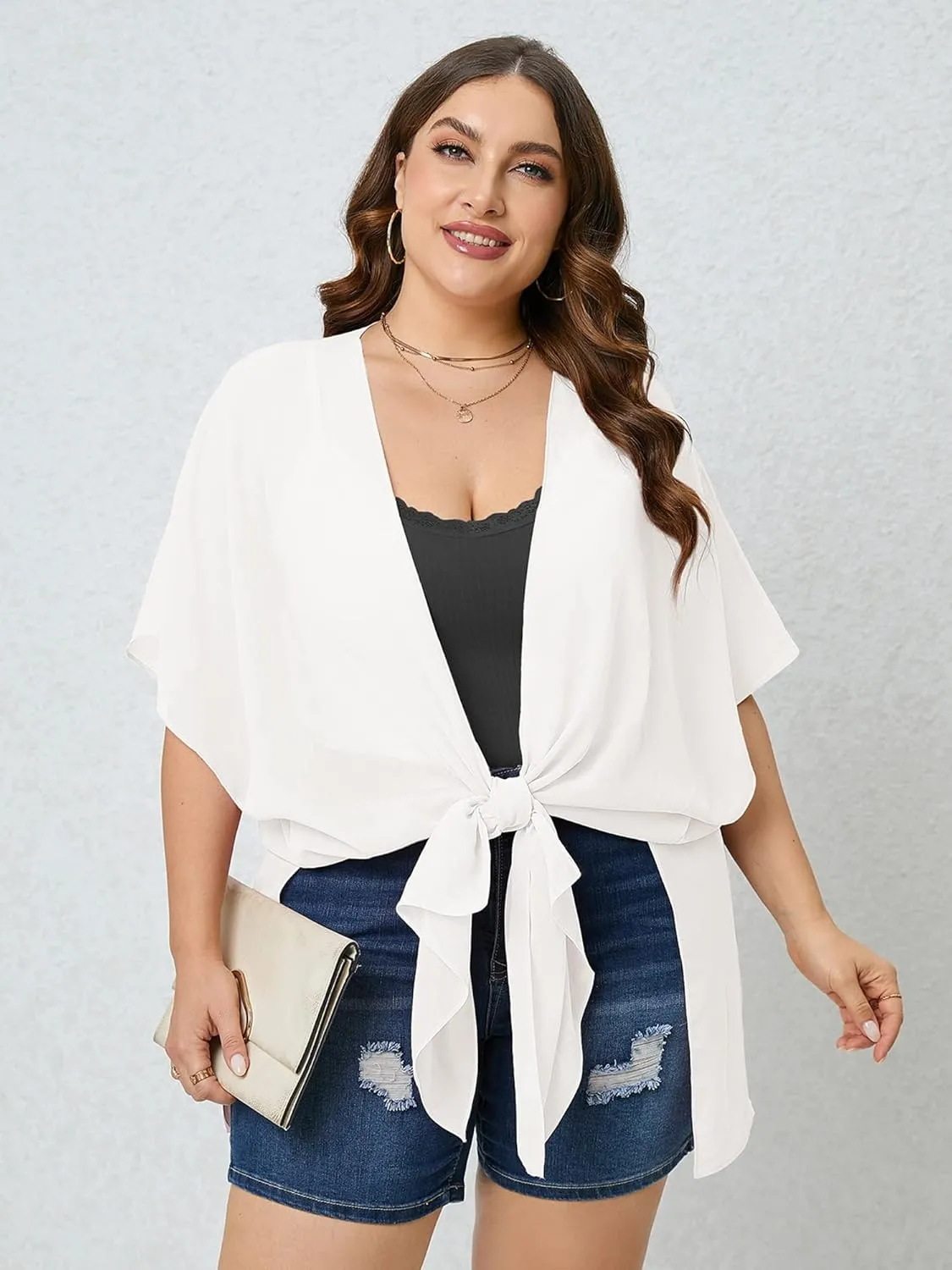 AusLook Plus Size Cardigan for Women Draped Open-Front Lightweight Casual Soft Drape Summer Fall Winter Kimonos Cardigans
