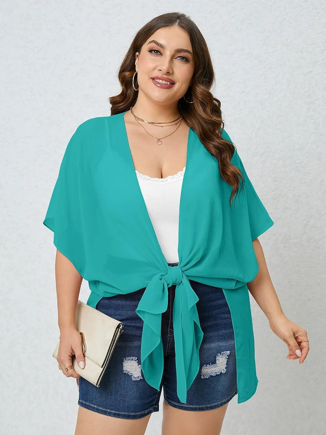 AusLook Plus Size Cardigan for Women Draped Open-Front Lightweight Casual Soft Drape Summer Fall Winter Kimonos Cardigans