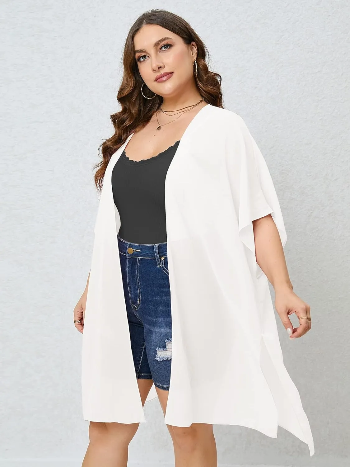 AusLook Plus Size Cardigan for Women Draped Open-Front Lightweight Casual Soft Drape Summer Fall Winter Kimonos Cardigans