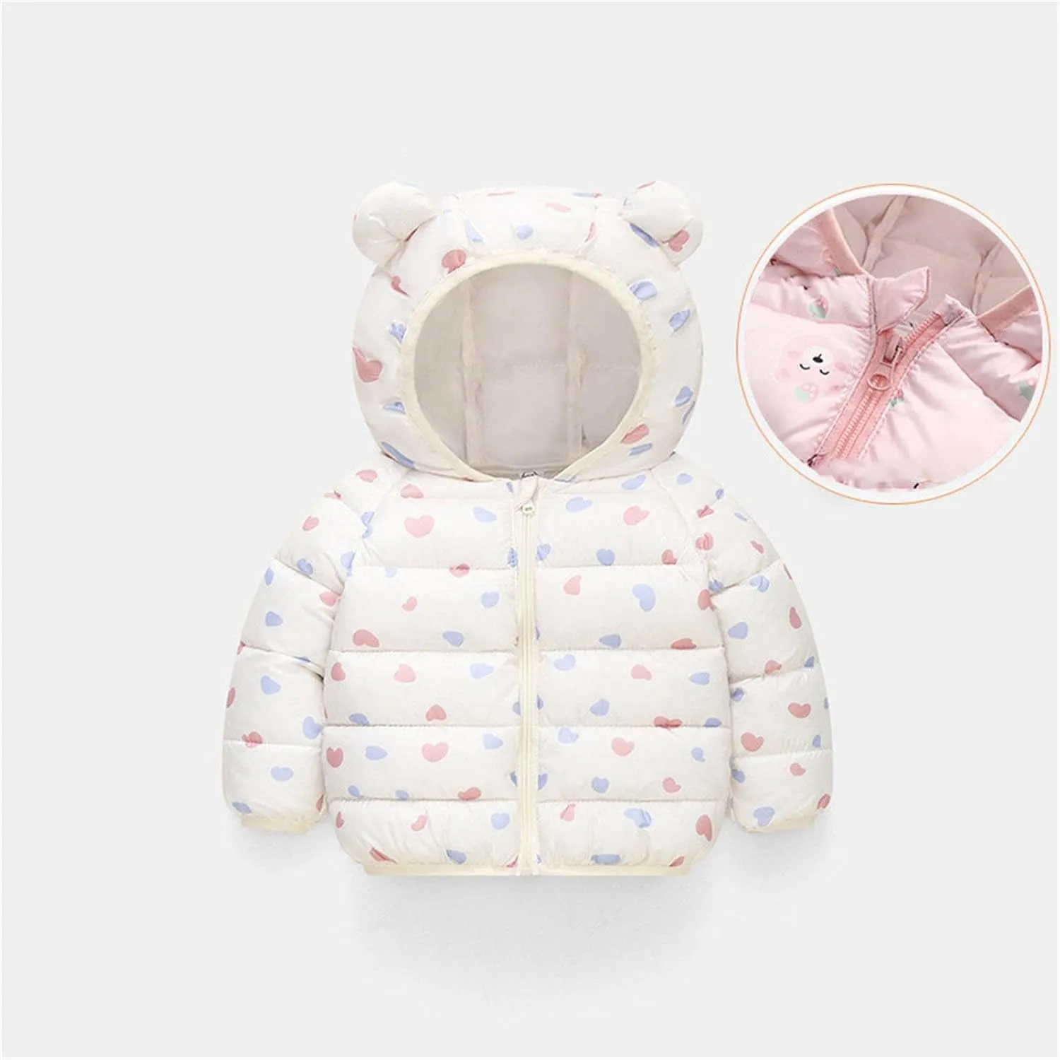Autumn Winter Toddler Girl Boy Long Sleeved Down Padded Jacket Light Ear Padded Coat 1 To 6 Years Kids Coat