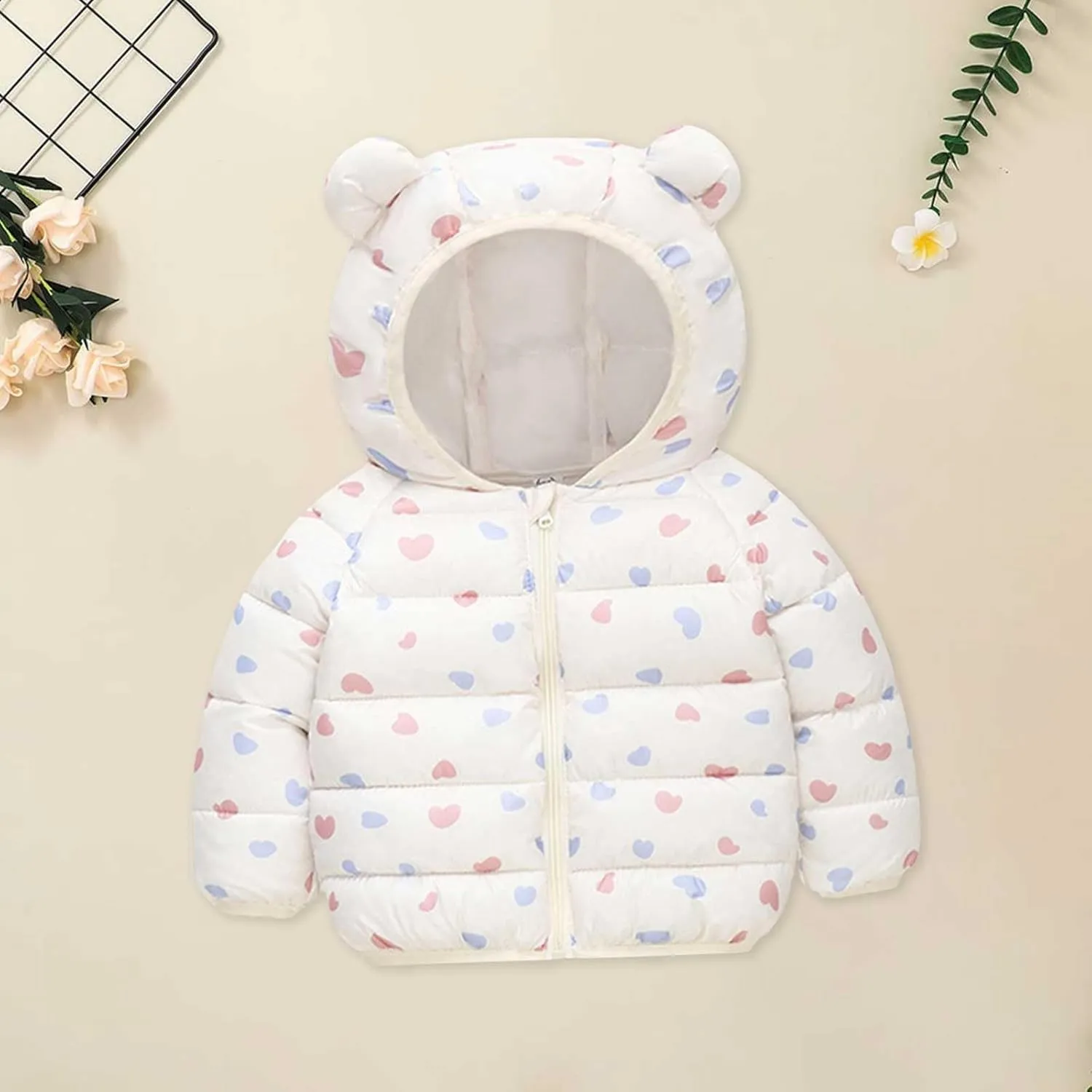 Autumn Winter Toddler Girl Boy Long Sleeved Down Padded Jacket Light Ear Padded Coat 1 To 6 Years Kids Coat