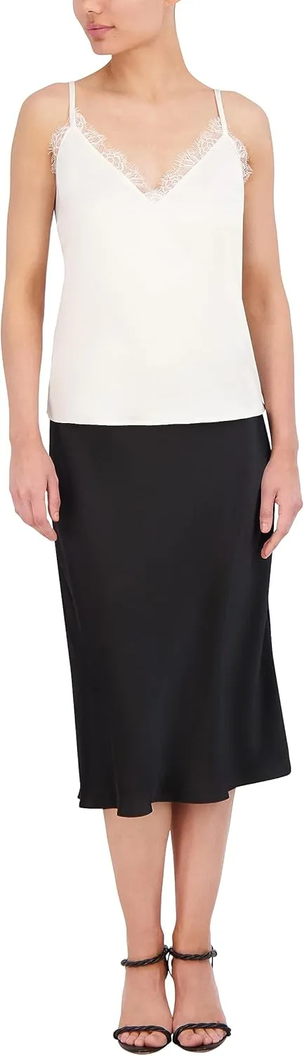 BCBGMAXAZRIA Women's V Neck Sleeveless Pullover Satin Cami Top