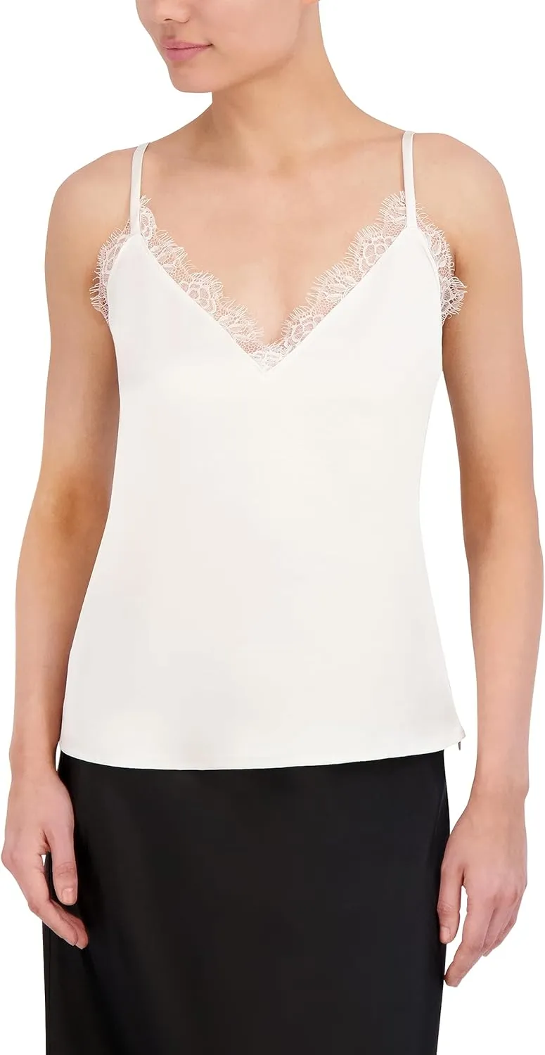 BCBGMAXAZRIA Women's V Neck Sleeveless Pullover Satin Cami Top
