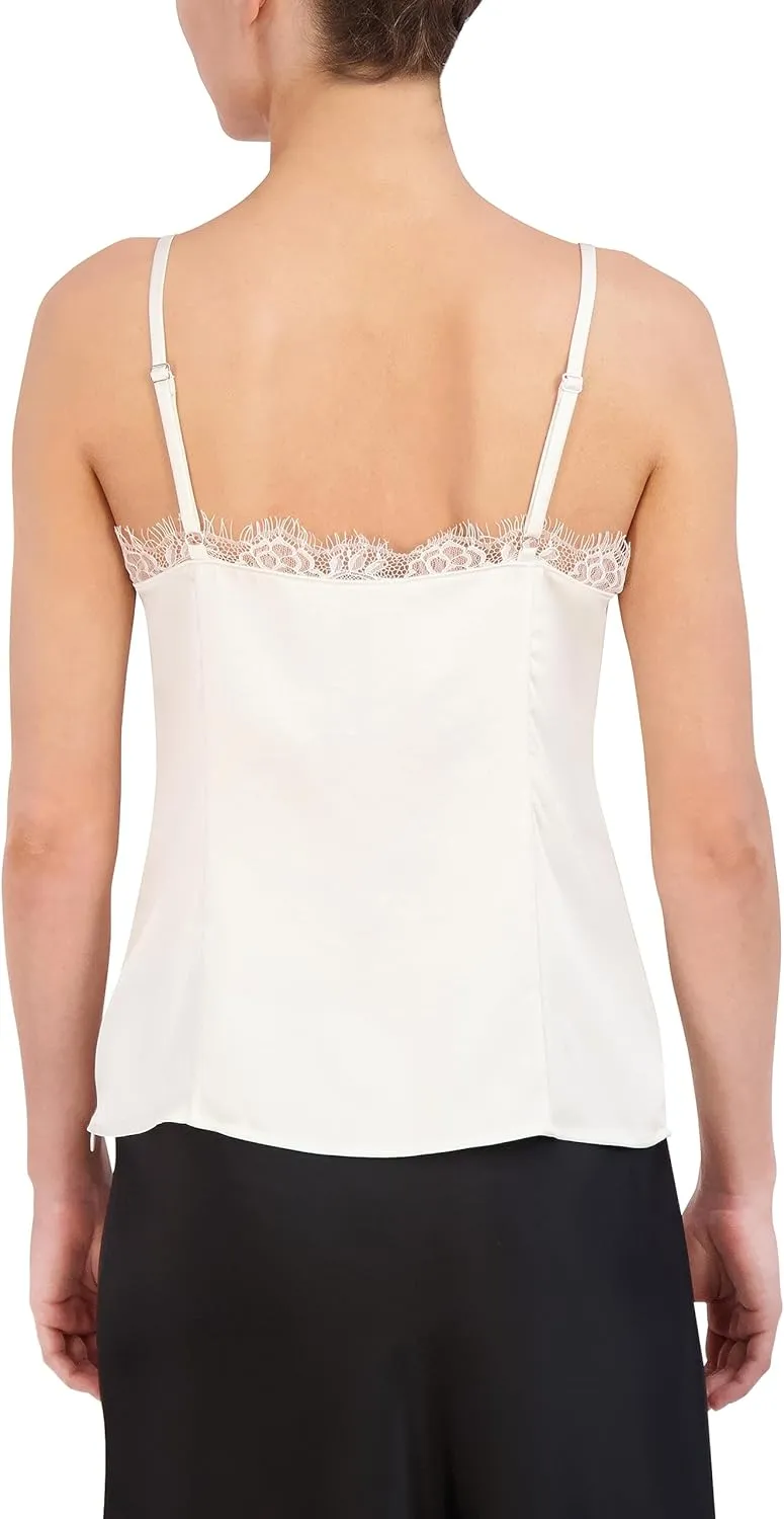 BCBGMAXAZRIA Women's V Neck Sleeveless Pullover Satin Cami Top