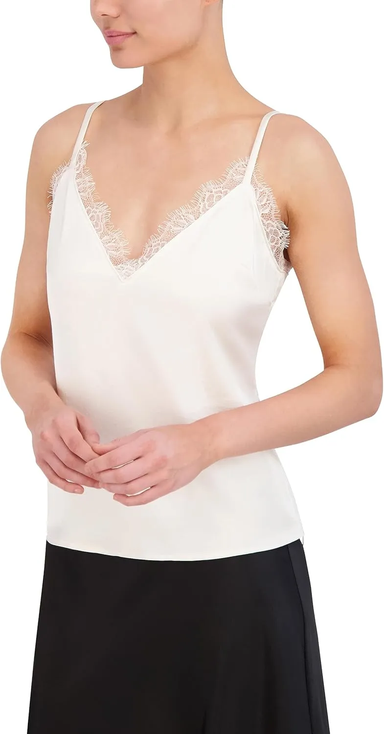 BCBGMAXAZRIA Women's V Neck Sleeveless Pullover Satin Cami Top