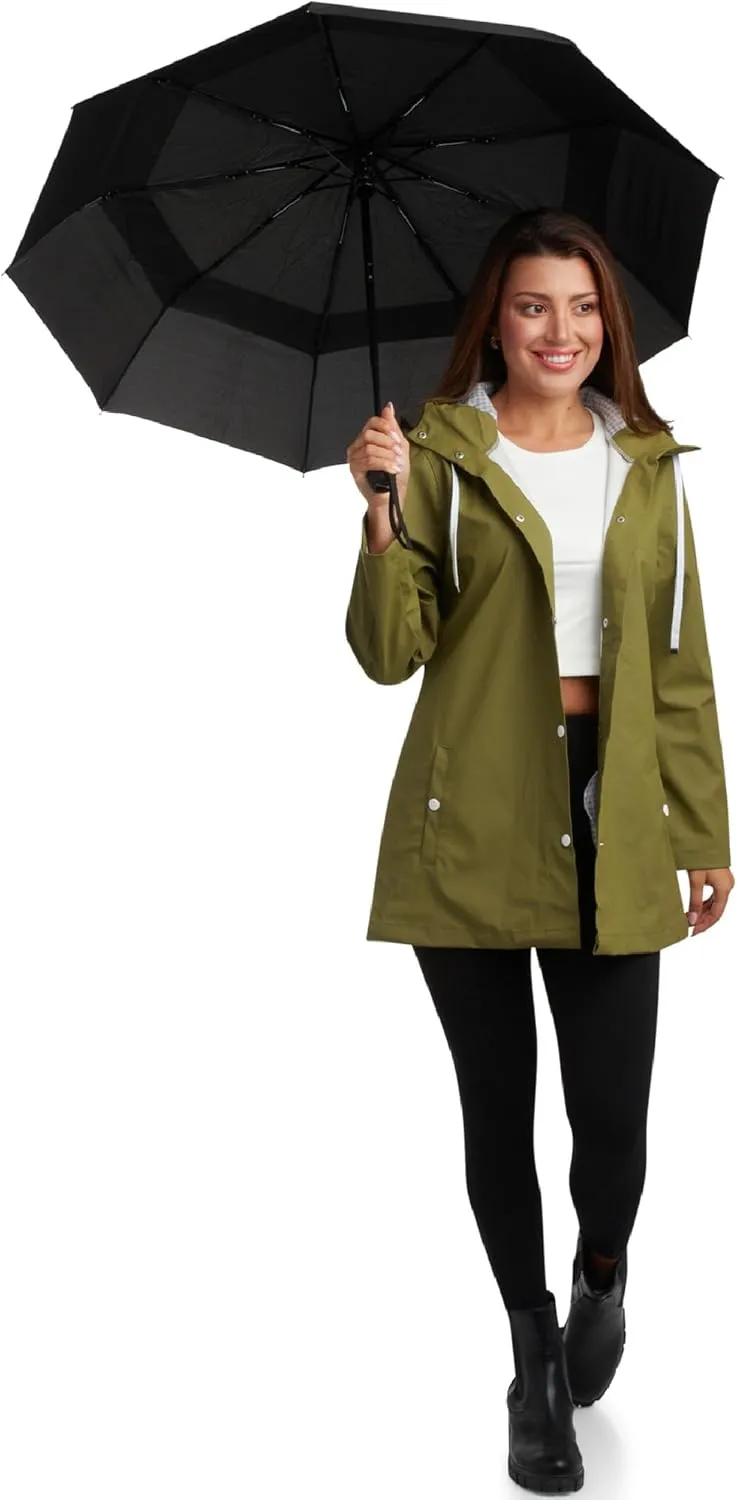 Big Chill Womens Rain Coat - Lightweight Water Resistant Womens Rain Jacket with Hood - Windbreaker Anorak Jackets for Women
