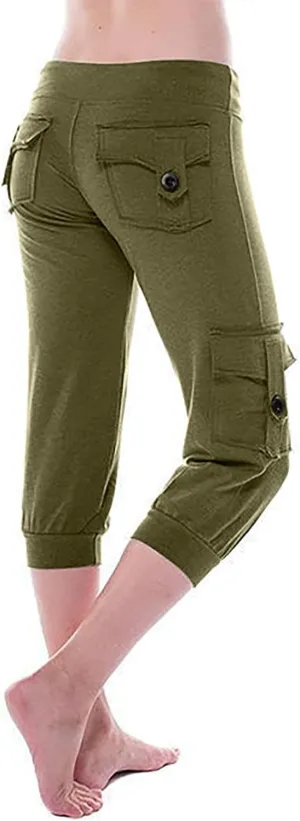 Capri Yoga Pants for Women Casual 2024 Summer Drawstring Elastic High Waist Pant Stretchy Cropped Trouser