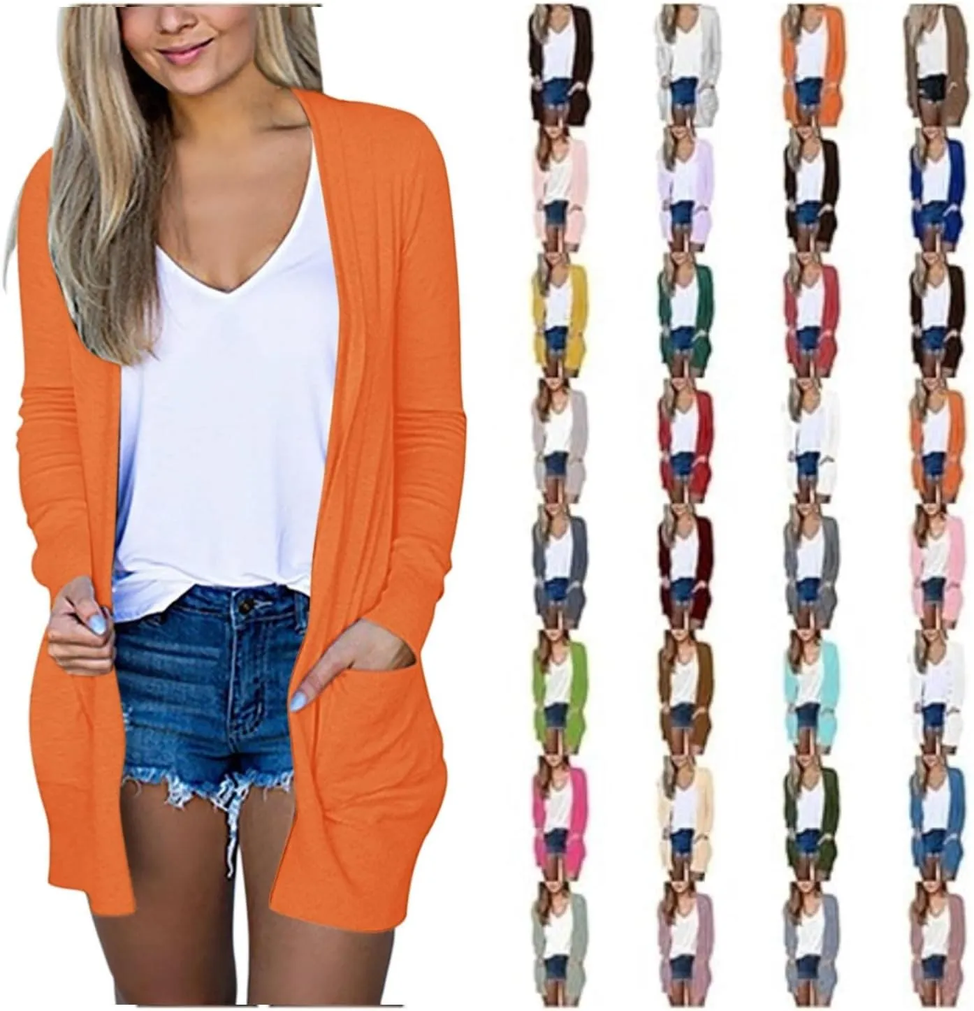Cardigan Sweater for Women Casual 2024 Fall Fashion Coat Long Sleeve Open Front Knit Cardigan Outwear Trendy