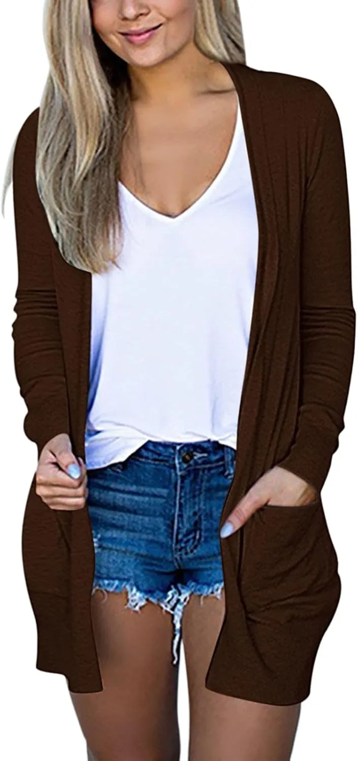 Cardigan Sweater for Women Casual 2024 Fall Fashion Coat Long Sleeve Open Front Knit Cardigan Outwear Trendy