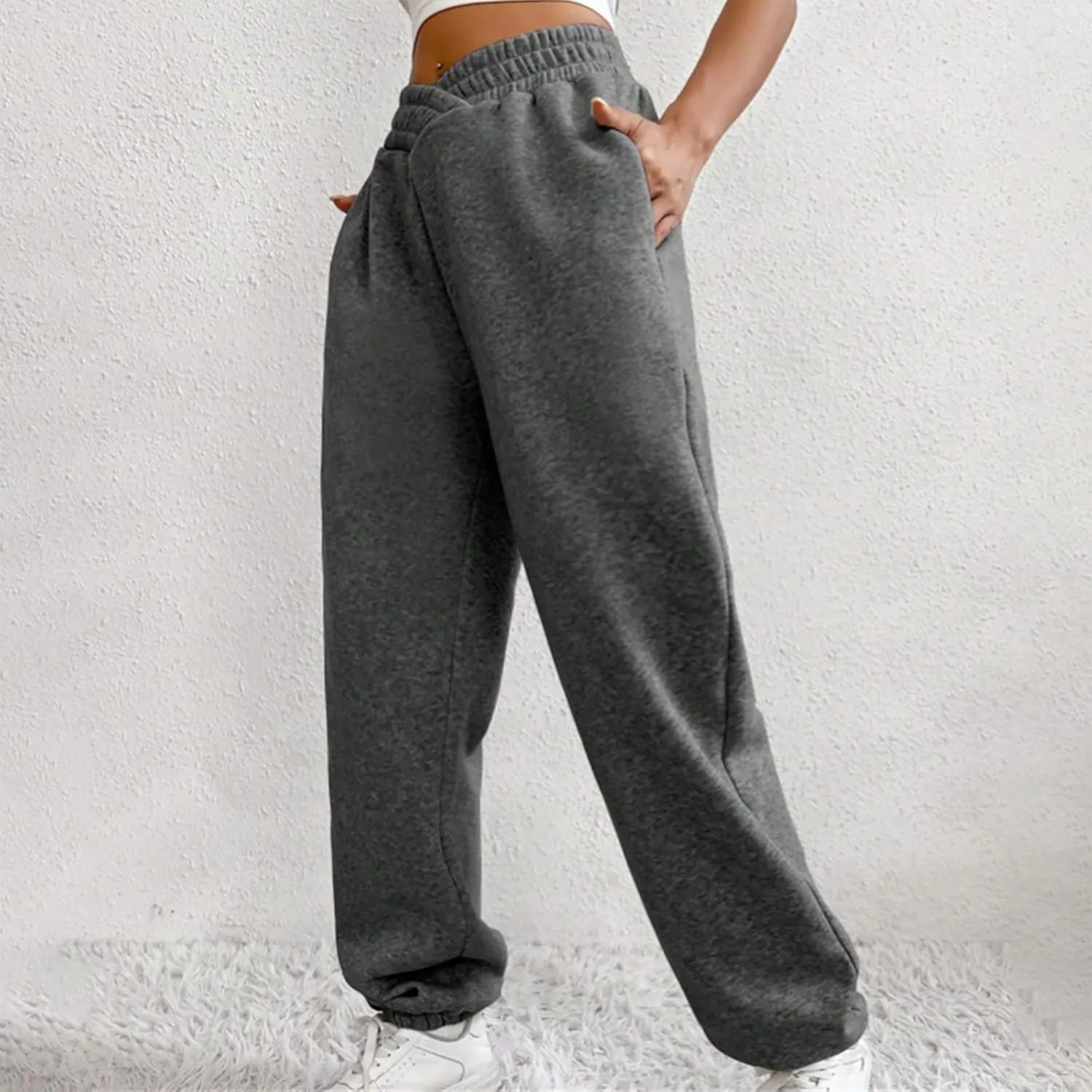 Comfy Pants,Women's High Waist Solid Color Casual Trousers Workout Sports Joggers Pants with Spring&Summer Clothing
