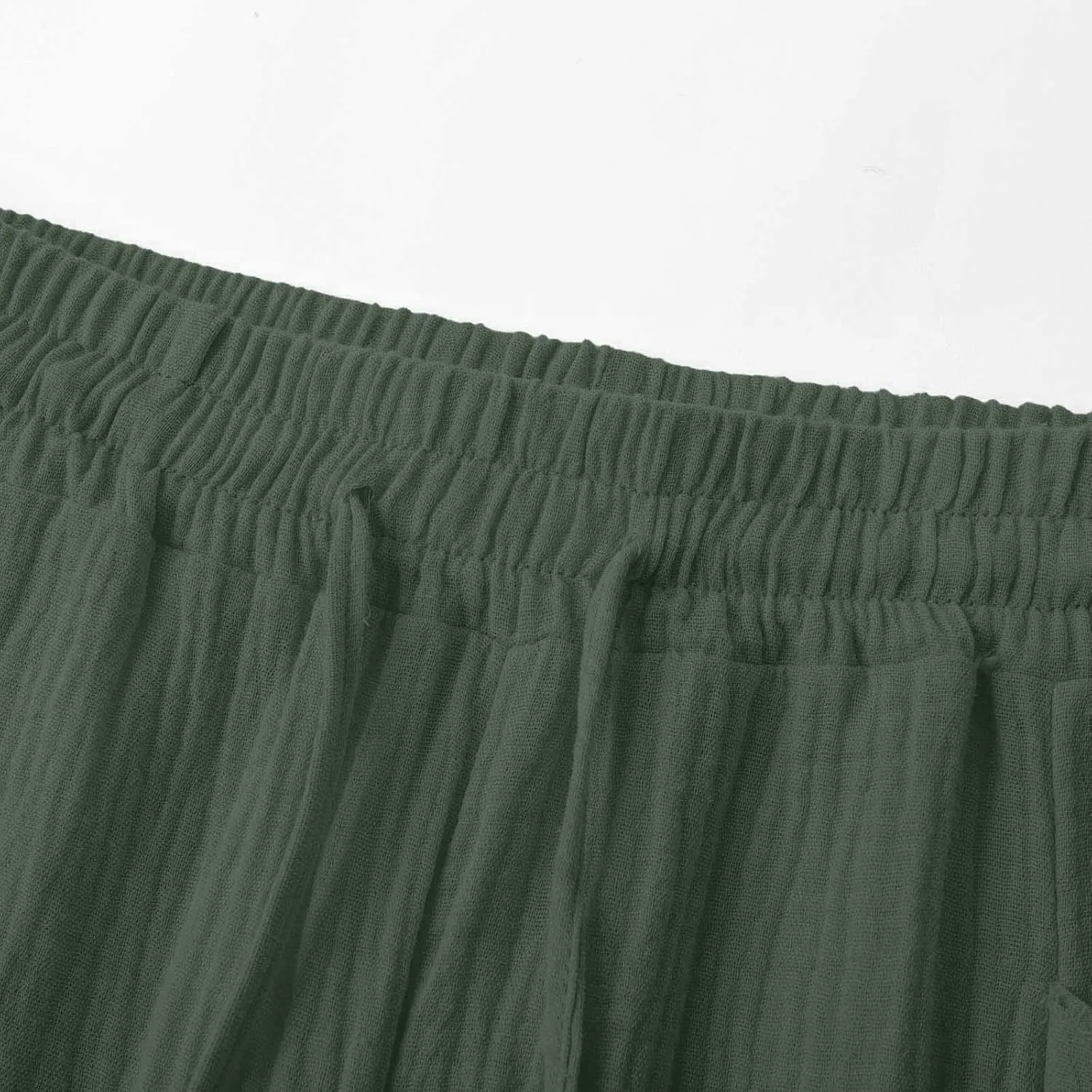 Cotton Linen Capri Pants for Women Summer Casual Plus Size Capris High Waisted Wide Leg Drawstring Crop Pants 2025