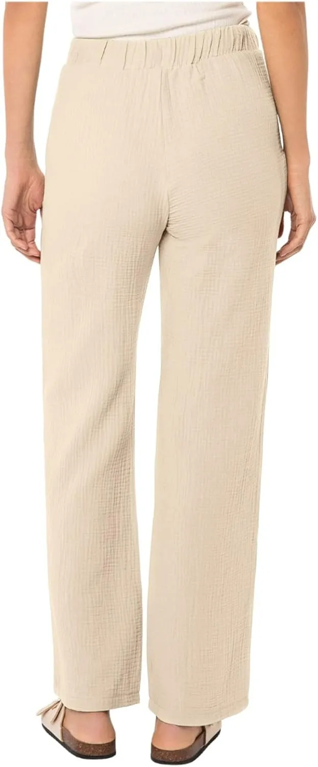 Cotton Linen Pants Women Casual Summer Pants Drawstring Wide Leg Pants with Pockets Soft Boho Petite Joggers Trendy Clothes