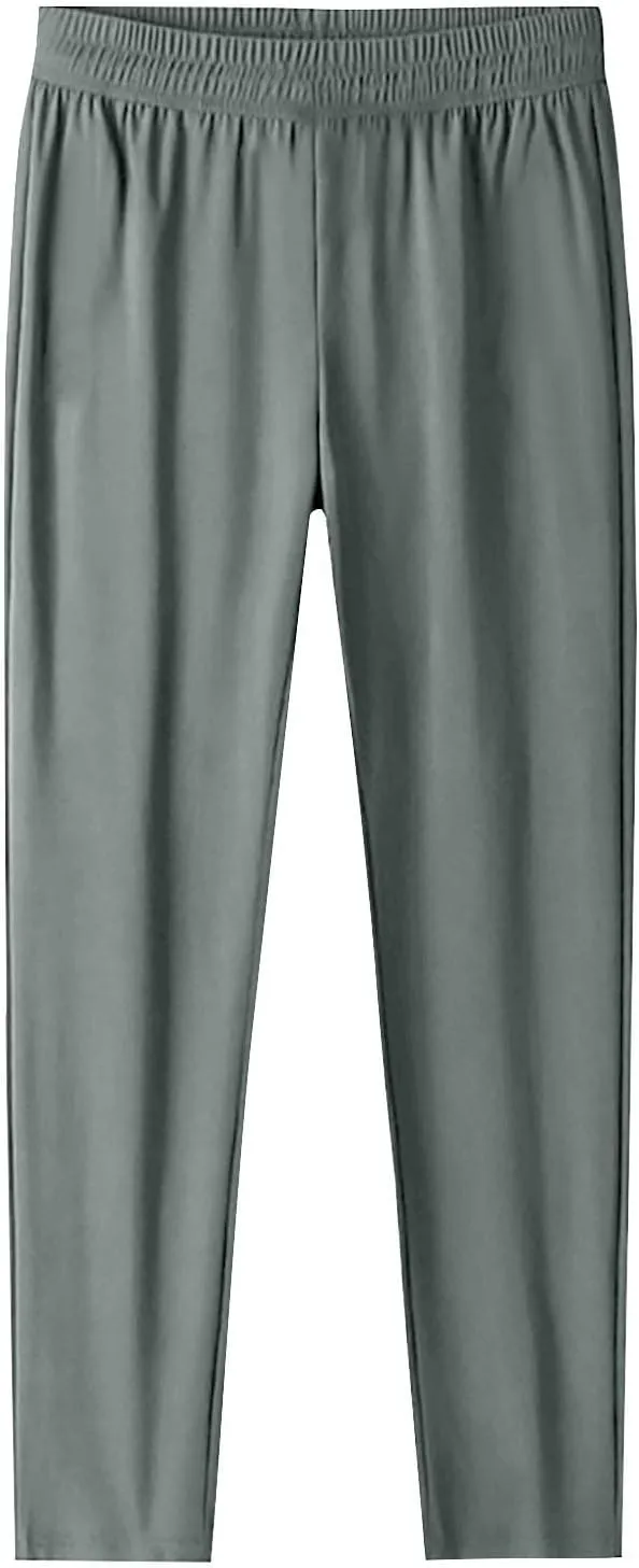 Cotton Linen Womens Sweatpants,Women's Pants Wide Leg Flowy Trousers with Pockets High Waisted Business Casual