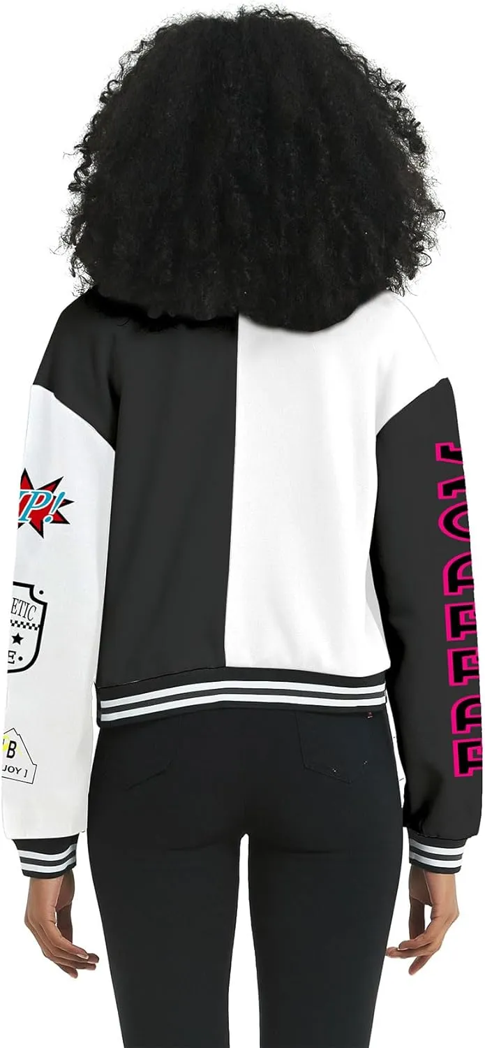 COZYPOIN Women's Varsity Jacket Cropped Letterman Jacket Lightweight Button Down Bomber Racer Baseball Y2K Coats