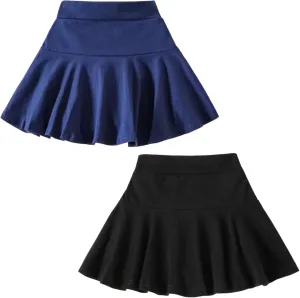 DREAM BUS 2 Pack Girl Pleated Skirts Built in Shorts Little Kid Tennis Skorts Toddler Girl Athletic Flowy Skorts Skirts