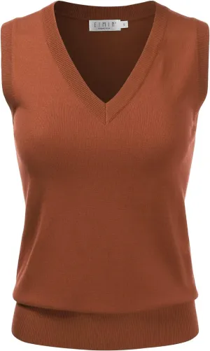 EIMIN Women's V-Neck Sleeveless Stretch Pullover Premium Sweater Vest Top (S-3X)