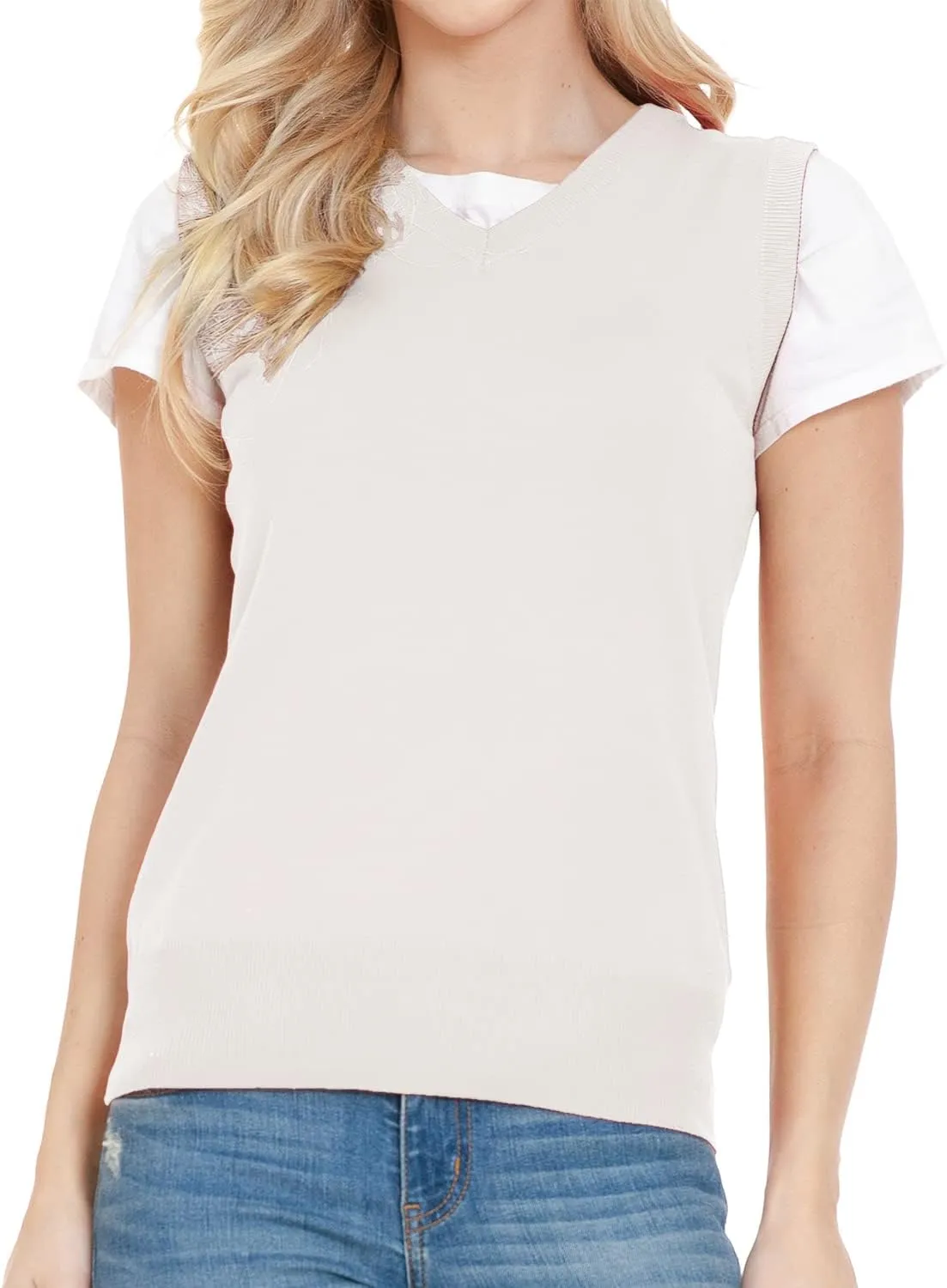 EIMIN Women's V-Neck Sleeveless Stretch Pullover Premium Sweater Vest Top (S-3X)