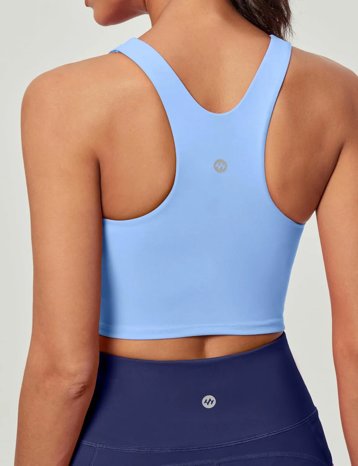 Ewedoos Longline Sports Bras for Women High Neck Racerback Sports Bra Padded Workout Crop Tank Tops with Built in Bra