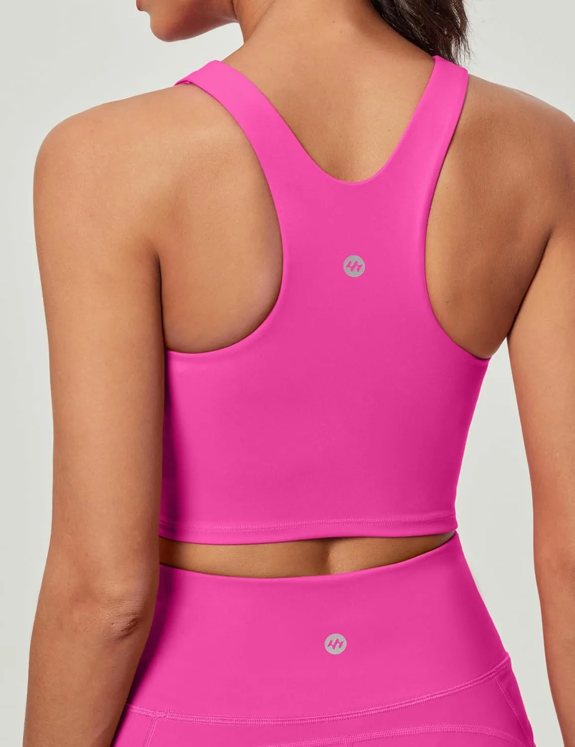 Ewedoos Longline Sports Bras for Women High Neck Racerback Sports Bra Padded Workout Crop Tank Tops with Built in Bra