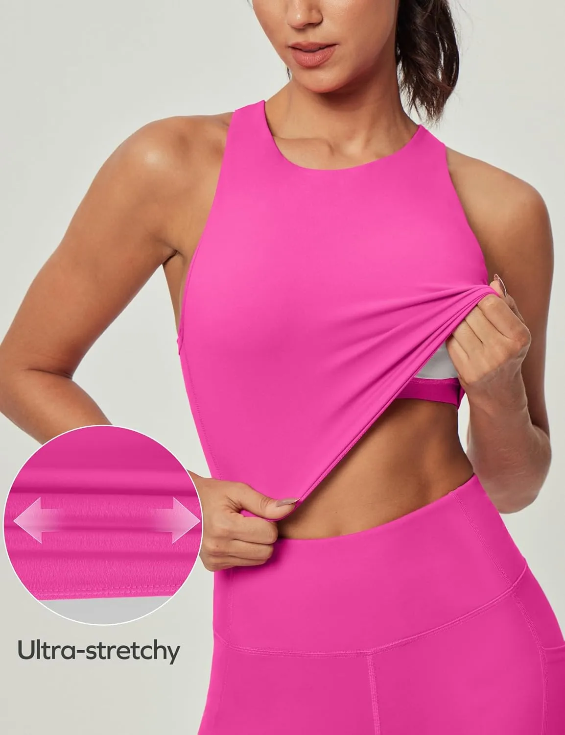 Ewedoos Longline Sports Bras for Women High Neck Racerback Sports Bra Padded Workout Crop Tank Tops with Built in Bra