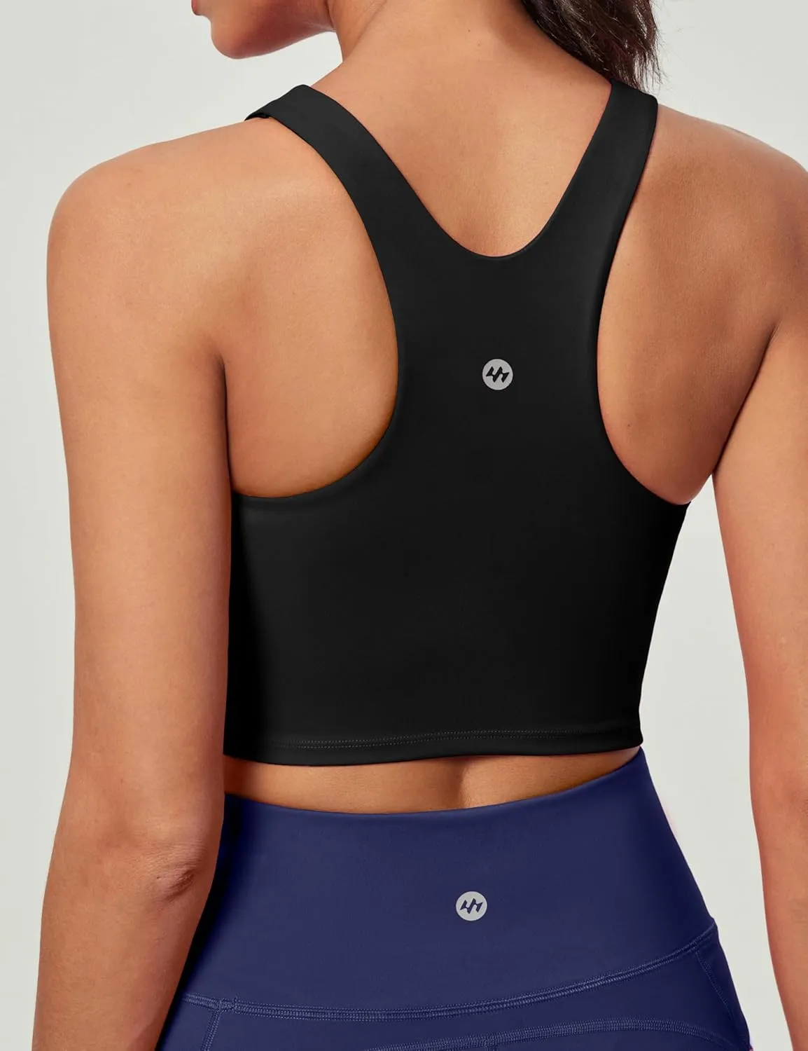 Ewedoos Longline Sports Bras for Women High Neck Racerback Sports Bra Padded Workout Crop Tank Tops with Built in Bra