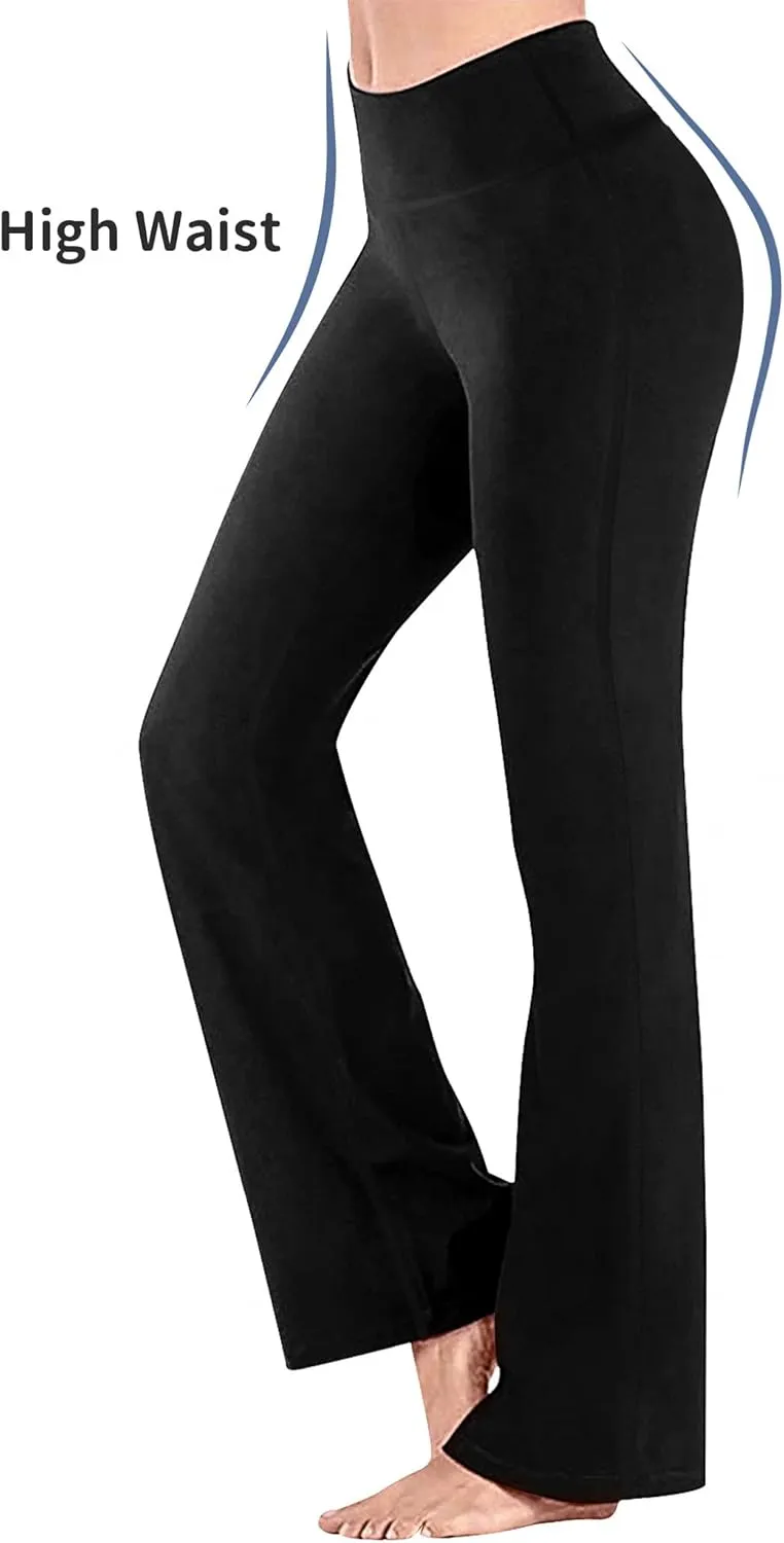 Flare Leggings for Girls Black Casual Soft High Waist Gym Athletic Workout Long Bootcut Yoga Pants