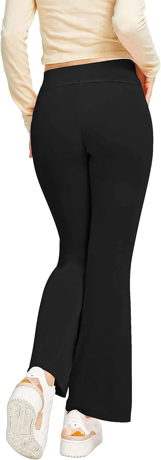 Flare Leggings for Girls Black Casual Soft High Waist Gym Athletic Workout Long Bootcut Yoga Pants