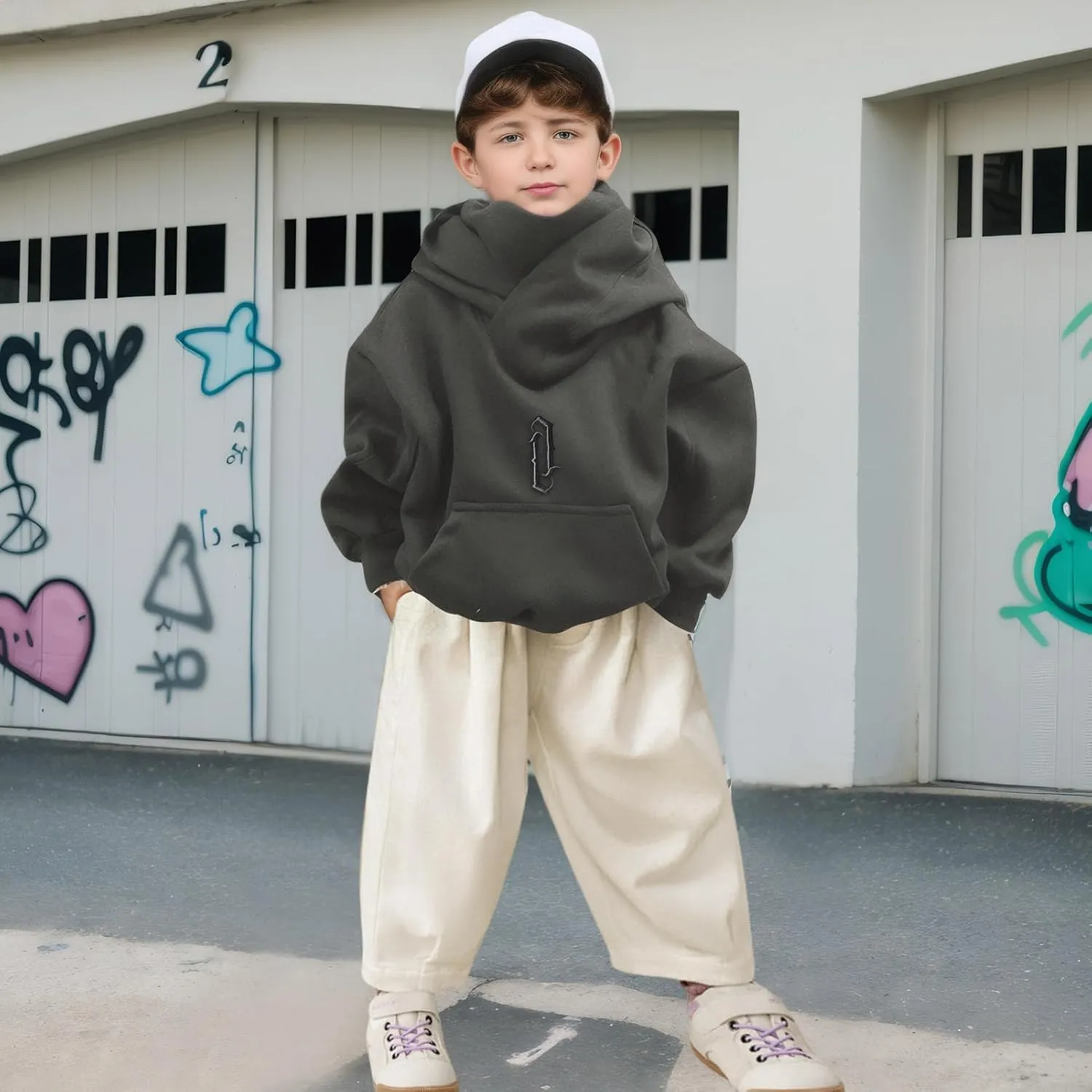 Fleece Hoodies for Boys and Girls Sweatshirts Casual Soft Cotton Pullover Fall Winter Loose Fit Tops Hooded