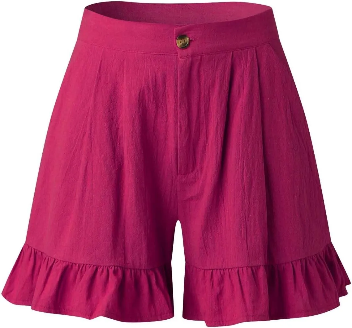 Flowy Shorts for Womens Lightweight Soft Casual Boho Floral Skorts Ruffle Skirts Running Tennis Butterfly Dressy