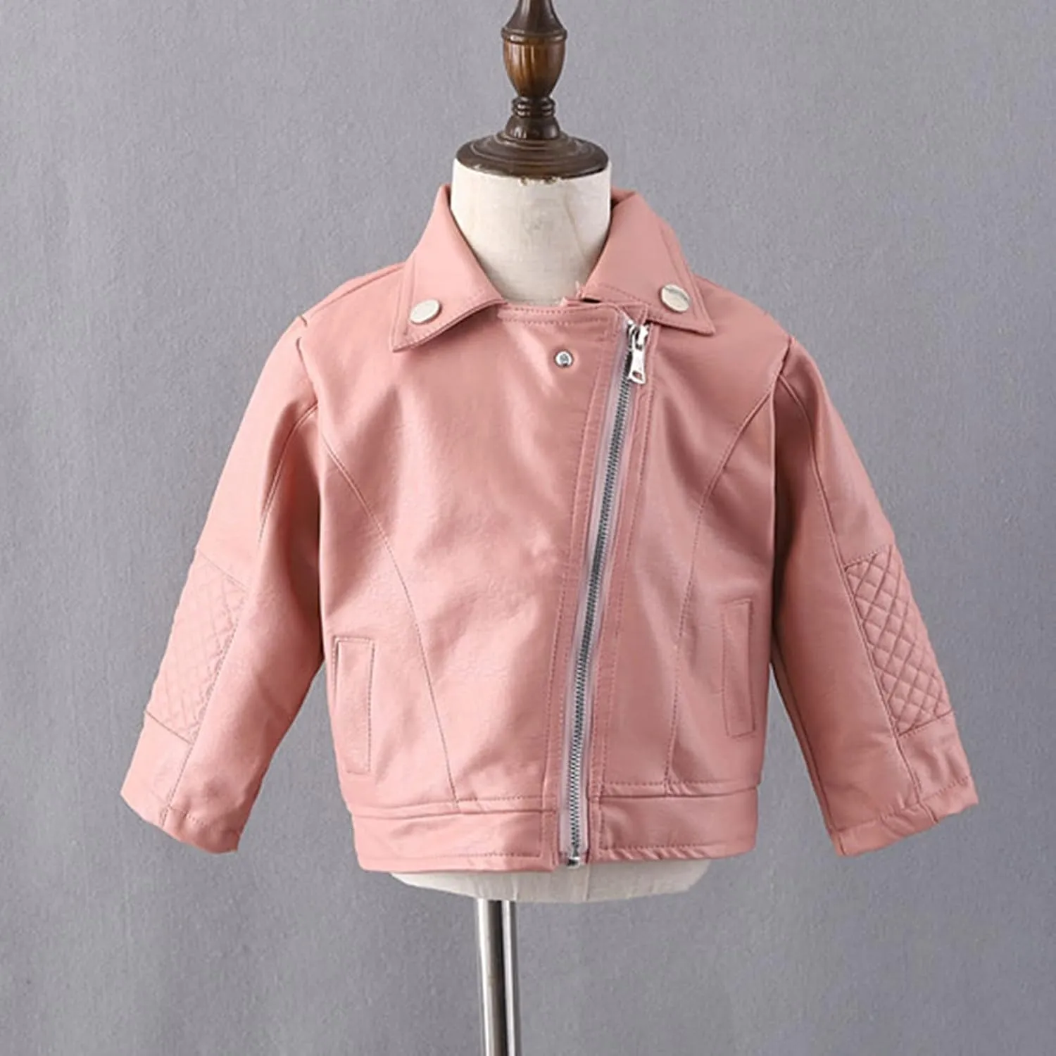 Girls Short Jacket Coat 1-4 Years Old,Fashion Infant Toddler Girls Kids Autumn Winter Leather Zipper Outerwear