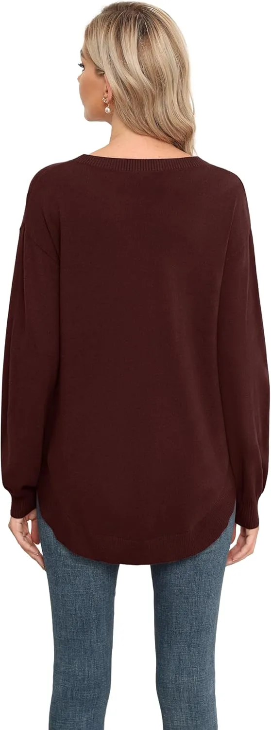 GRECERELLE Womens Long Sleeve Lightweight Crewneck Sweater Tops Casual Soft Knit Pullover Jumper