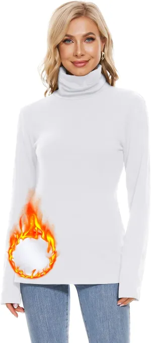 H HIAMIGOS Womens Turtleneck Long Sleeve Top Fleece Lined Sweatshirt Lightweight Ultra Soft Base Layer