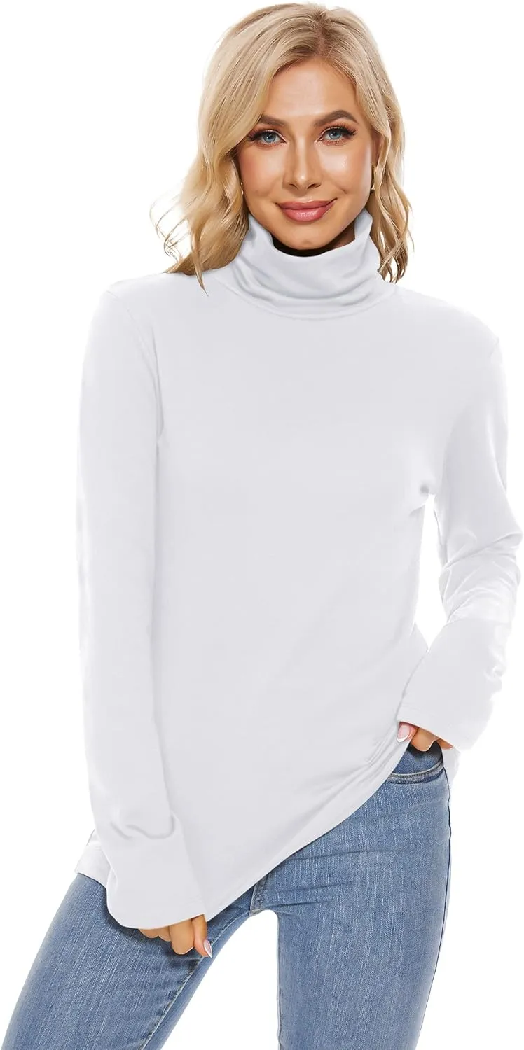 H HIAMIGOS Womens Turtleneck Long Sleeve Top Fleece Lined Sweatshirt Lightweight Ultra Soft Base Layer