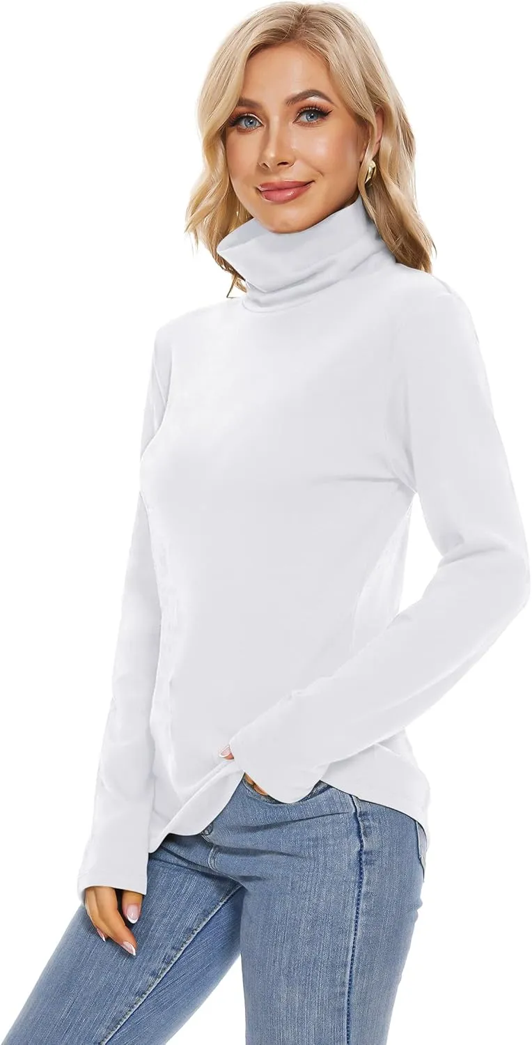 H HIAMIGOS Womens Turtleneck Long Sleeve Top Fleece Lined Sweatshirt Lightweight Ultra Soft Base Layer
