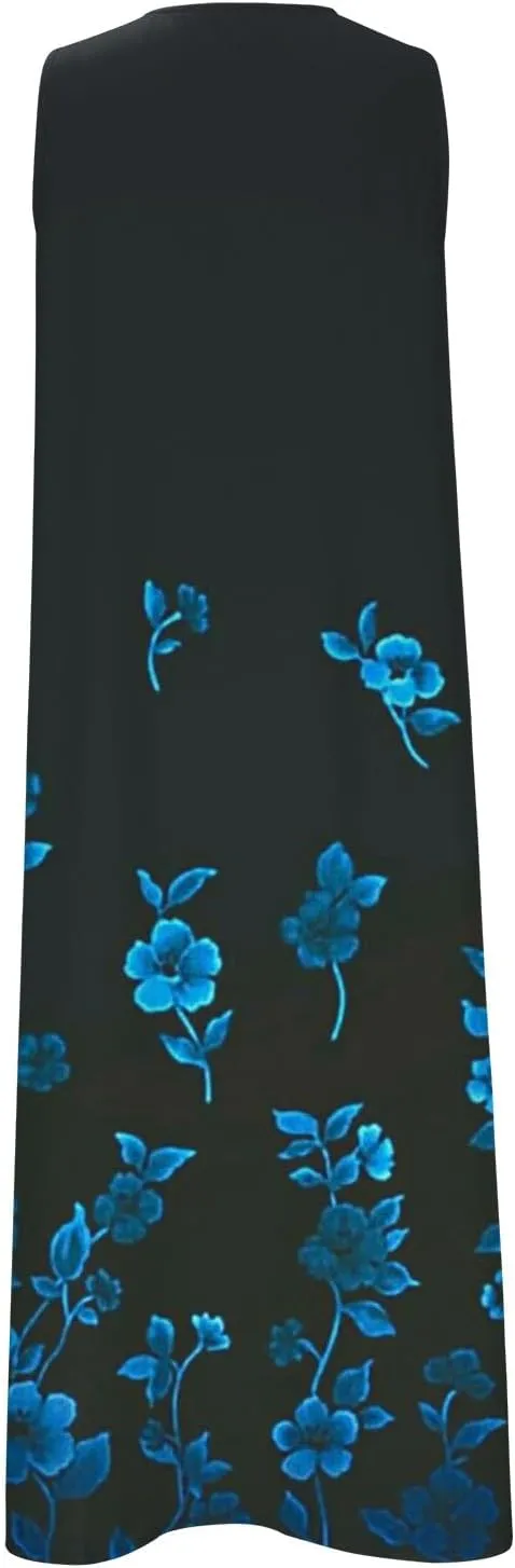 Hawaiian Beach Sundresses for Women Fall Summer Sleeveless Vneck Flower Maxi Long Dress Sundresses Women 2025